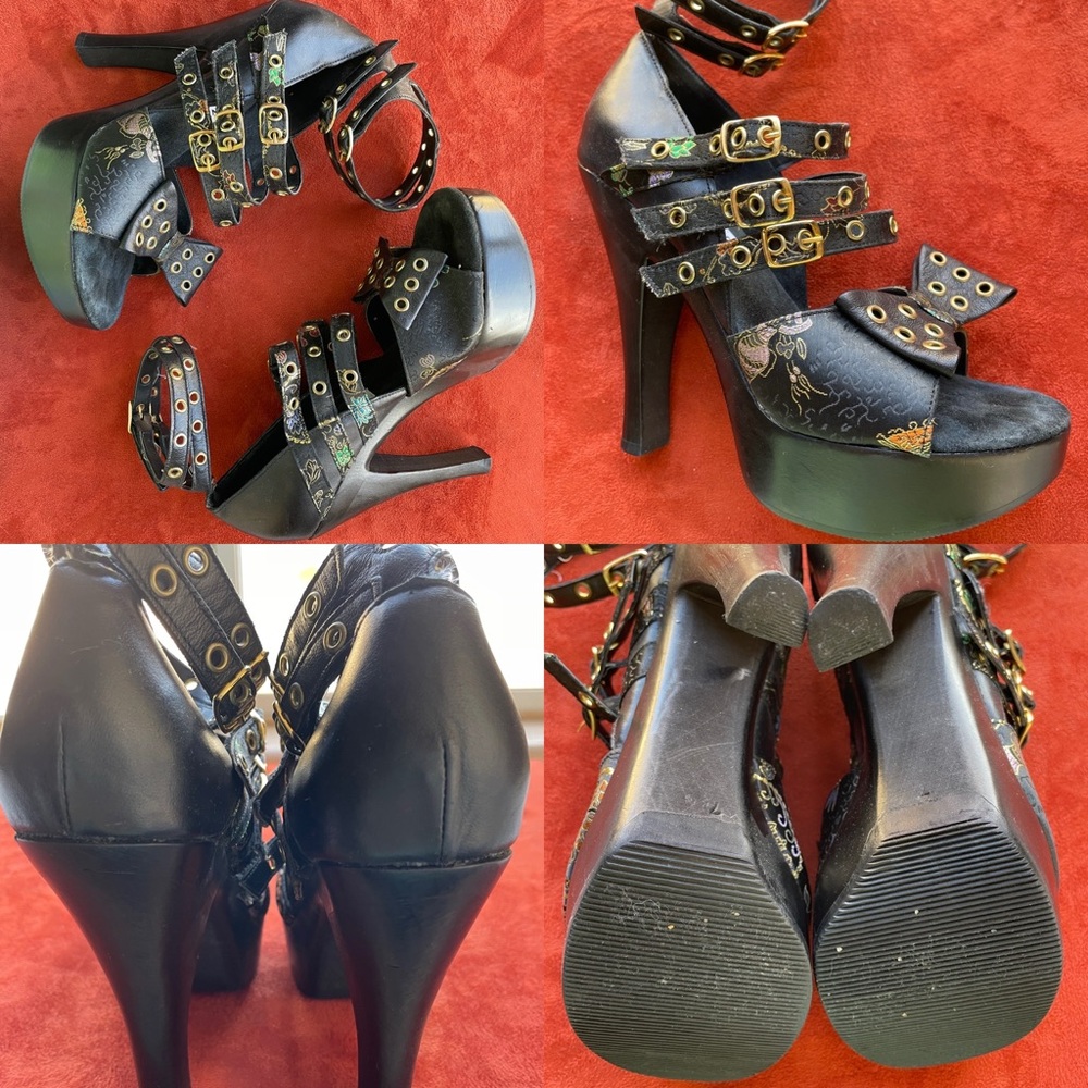 VINTAGE Y2K Steve MADDEN Madame CHINOISERIE Platform Sandals Size 7 - Picture 8 of 14